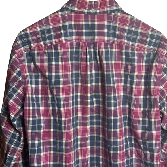 J Crew Shirt Mens L Tall Blue Pink Tartan Plaid Long Sleeve Button Down Casual - Picture 7 of 10